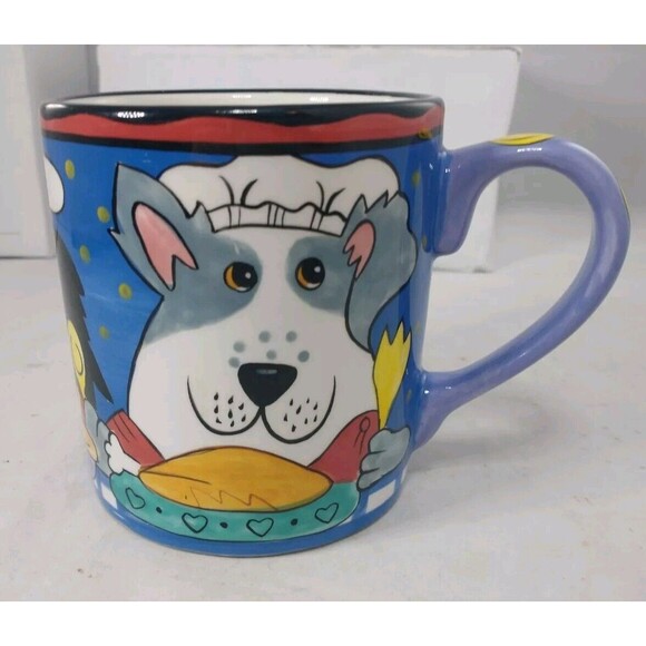 2002 DOGZILLA CANDACE REITER DESIGNS HAND PAINTED COFFEE CUP MUG DOG PUP VINTAGE - Picture 3 of 13